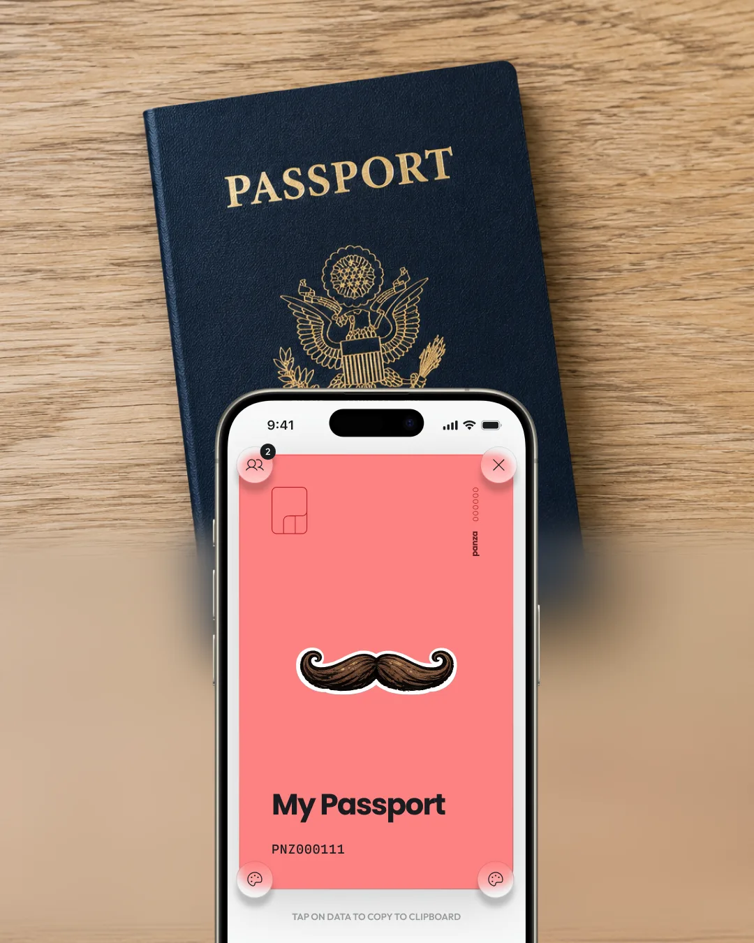 Passport/ID document + Panza card and original-document view