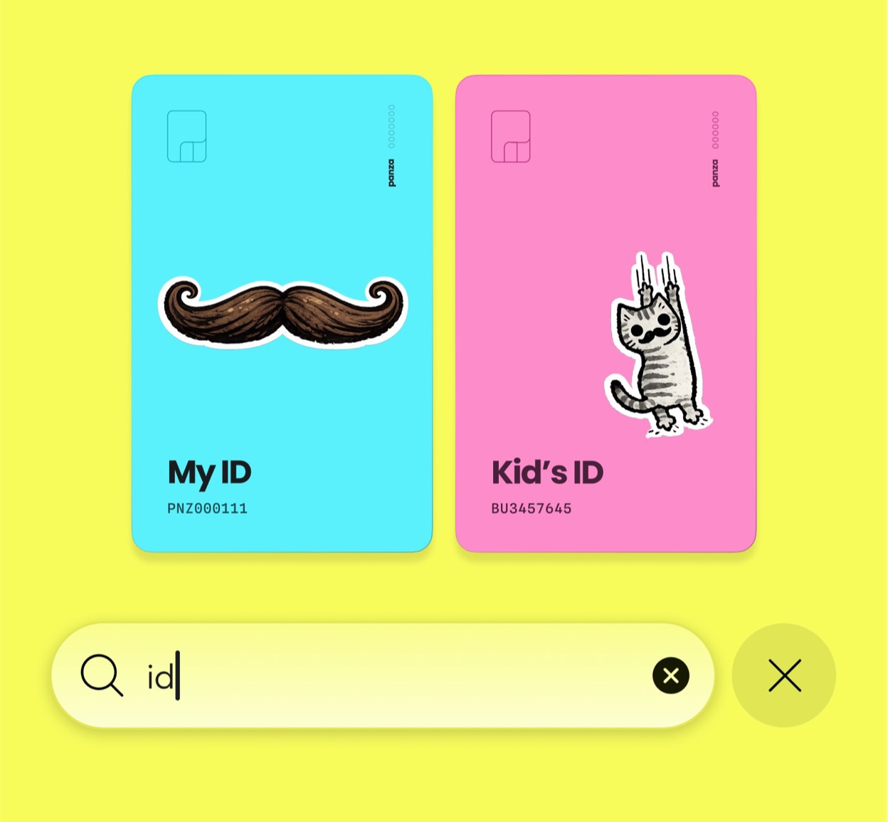 Searching a visual Panza card deck on an iPhone